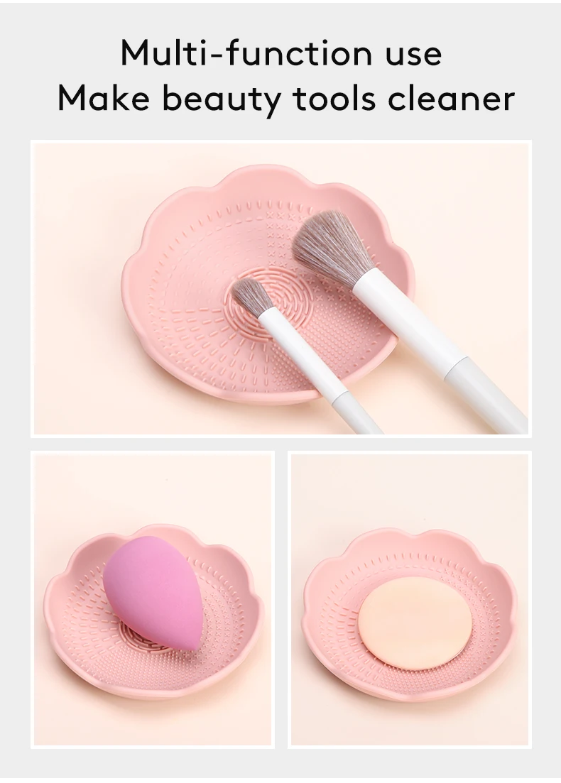 Bpa Free Food Grade Mini New Arrival Make Up Tool Cleansing Pads Mat Bowl Drying Rack Stand Holder Silicone Makeup Brush Cleaner