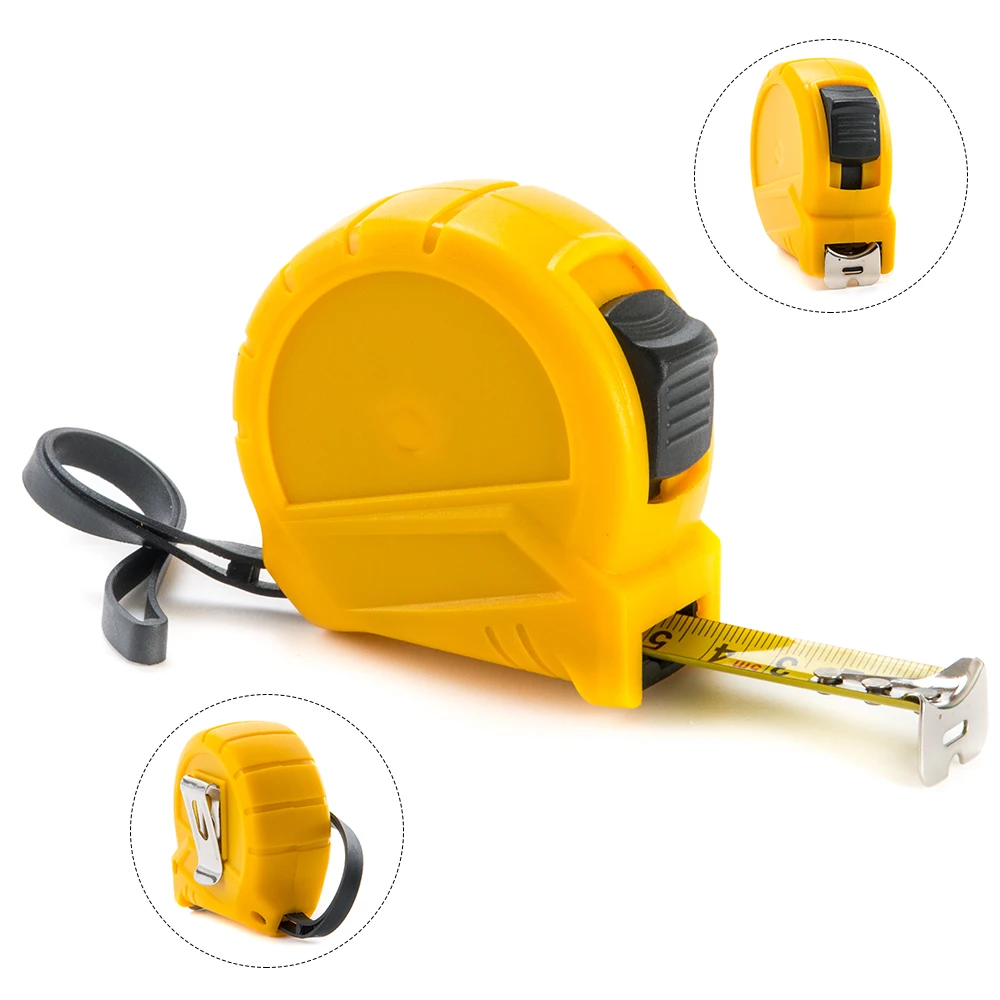 Yellow ABS case easy to read imperial metric scale retractable blade and lock button measurement measuring tape measure