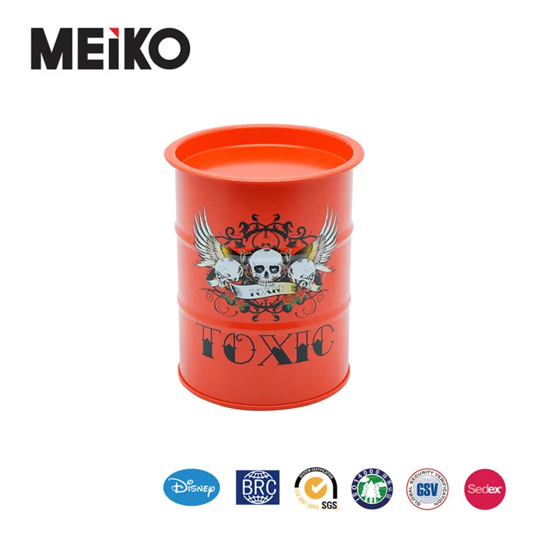 Wholesale round money saving tin box metal tinplate coin bank