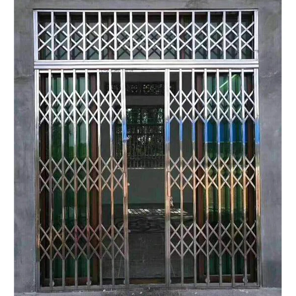 Stainless steel sliding door burglar proof windows collapsible Wrought Iron Window Design security grilles