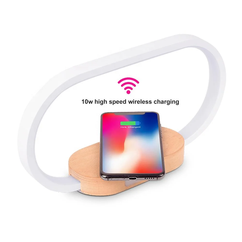 NEW 2023 New Product Wooden Lamp With Wireless Charging Time Display Bedside Night Light