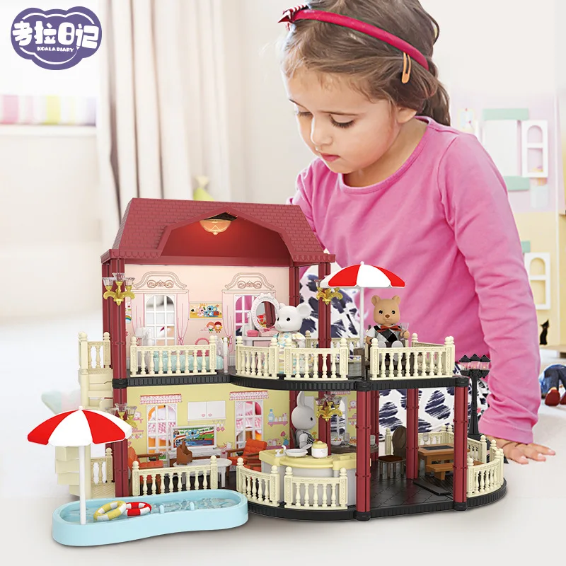 2022 New Koala Diary Castle Kids Furniture And Toys Play House With Slide Pretend Play Set Doll House