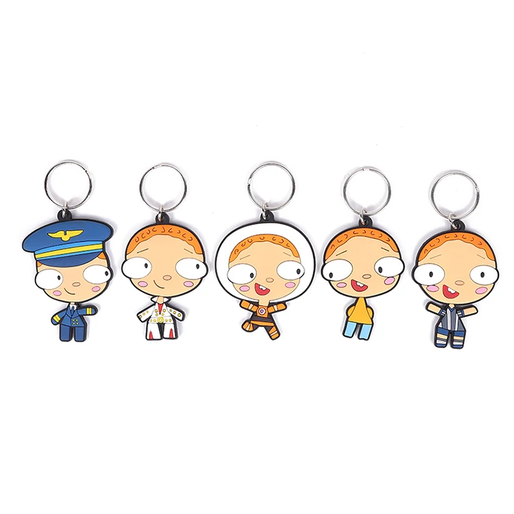 
2021 Custom Keyring Cute Key Chain Cartoons policeman doll girl Figure 2D 3D Soft Pvc Rubber Keychain 