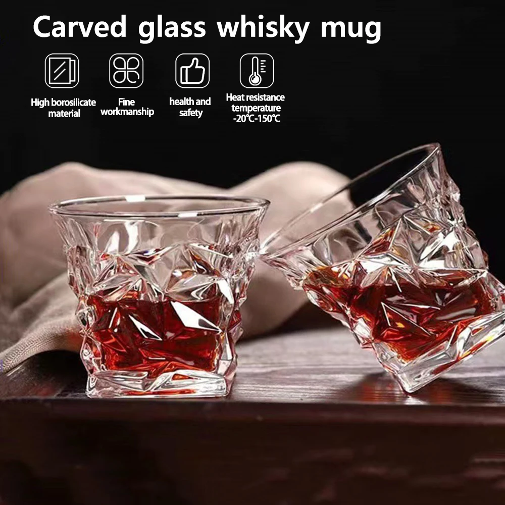 270ML Creative Thick Crystal Whiskey Frost Design Brandy Cup Wineglass Heavy Rock Wineglass Beer Mugs