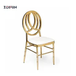 2022 Hotel Furniture Elegant Oval Luxury Back Gold Stainless Steel Stacking Wedding Dining Chair