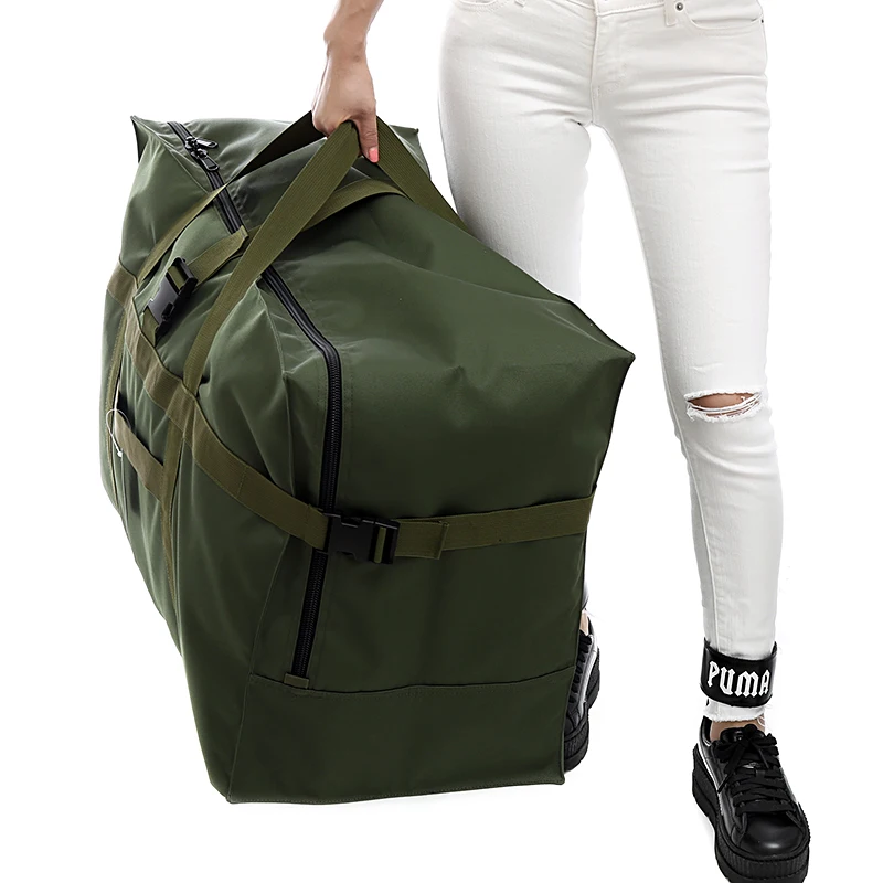 Wholesale high quality custom utility tote travelling camping boarding army green large capacity folding travel bag