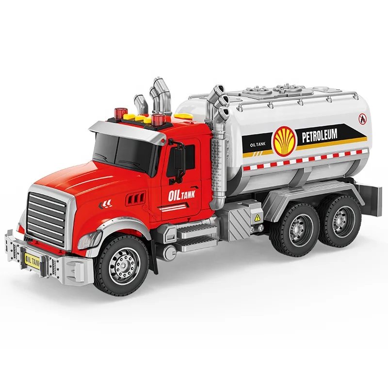 ODM Custom Logo Toy Truck Inertia Oil Tank Transport Truck Toy Boys 1/10 Friction Oil Tank Truck Toys With Light,Music,Spray