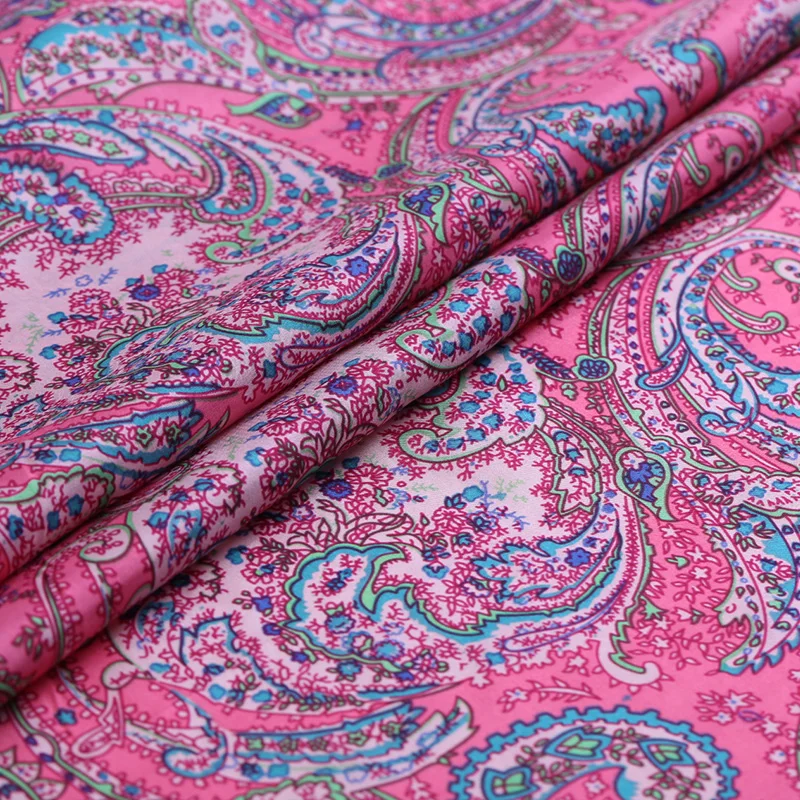 
custom printed italian pure silk habotai fabric 