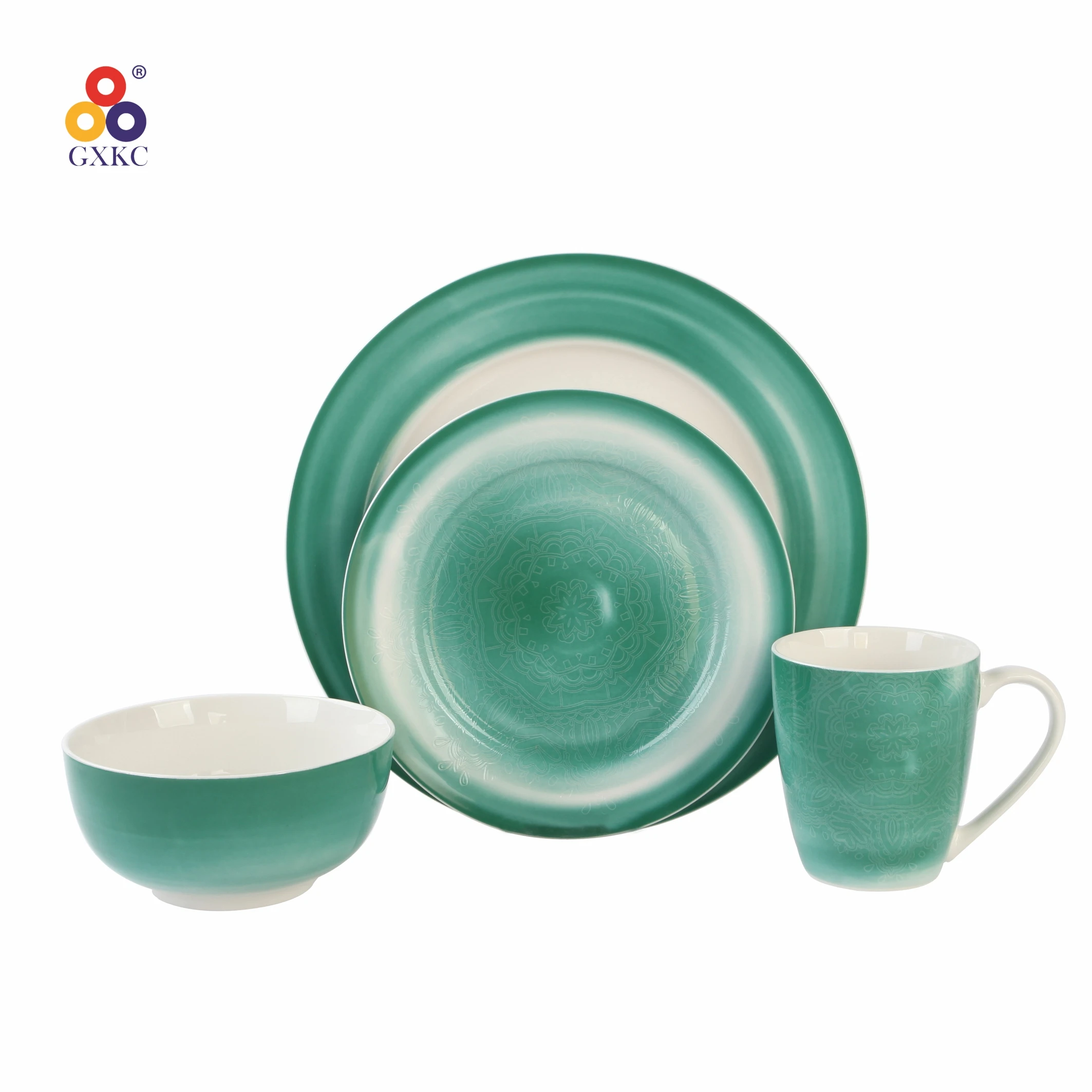 GXKC Italy style rustic 30pc ceramic tableware porcelain new bone china dinnerware sets