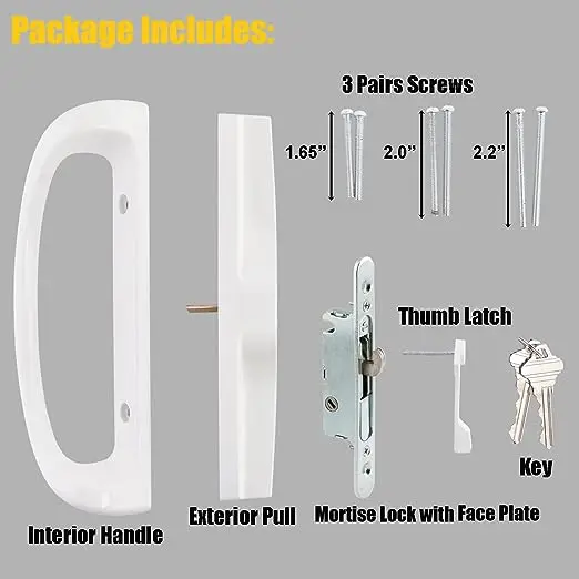 Reversible Design sliding patio door handle set Handle with Key Cylinder and Mortise Lock patio door handle