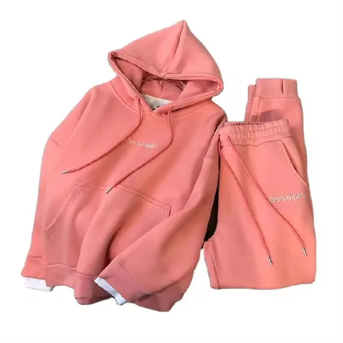 Thick and fleece loose hoodie sports casual two-piece set sports suit for woman
