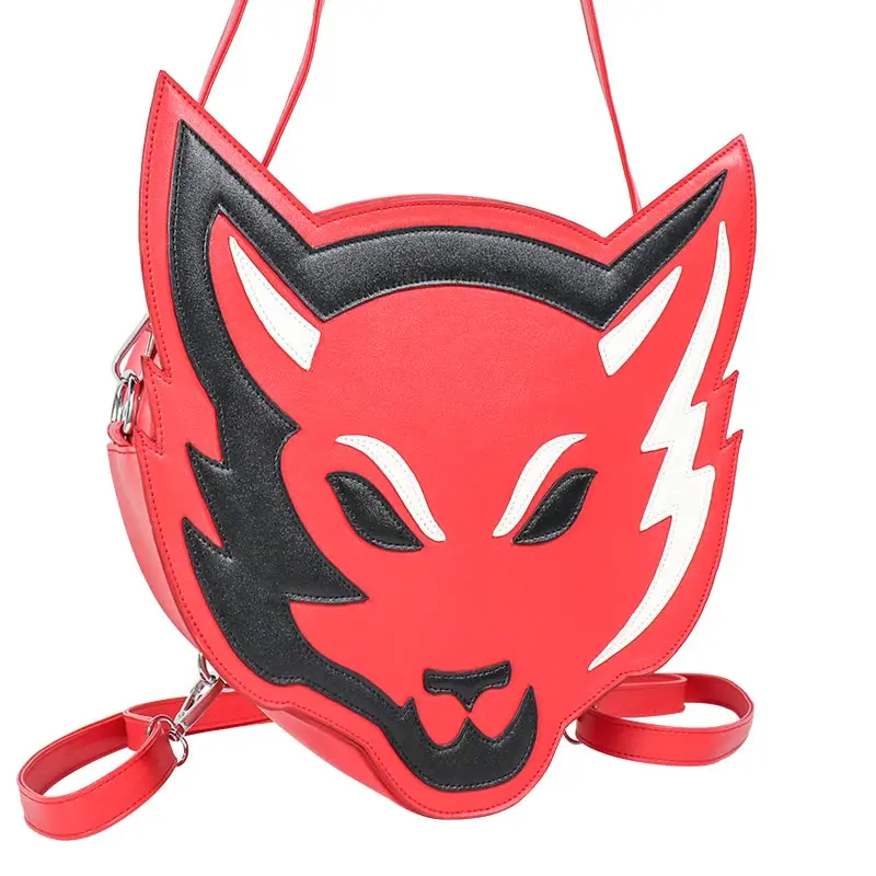 Custom Vegan Leather Animal Head Shaped Messenger Bag Gothic Style School Backpack Unique