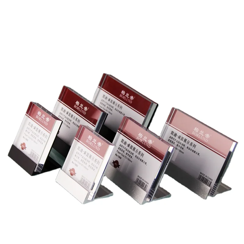 Borlund Clear Acrylic Price Tag Holder for Supermarket, Transparent Mini Acrylic Price Tag Label Display Stand for Shelves