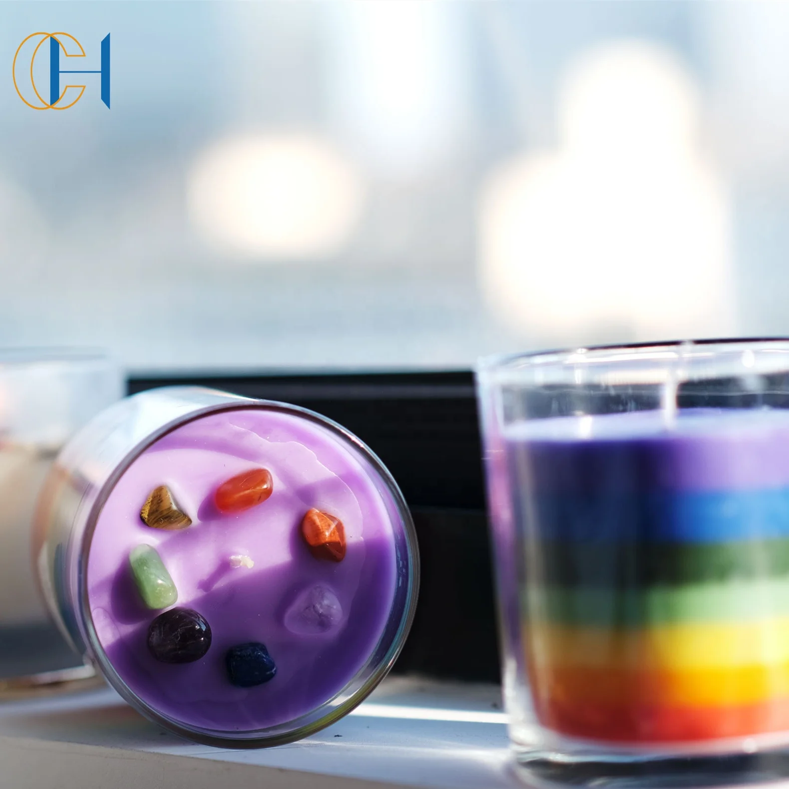 China Suppliers Wholesale Luxury 2022 Handmade Organic Spell Scented Spiritual Colorful Chakra Soy Wax Relax Meditation Candle