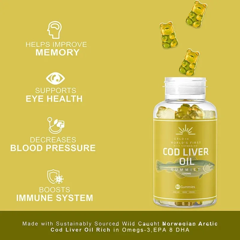 Private Lagel Gmp Factory Multivitamin Arthritis Supplements Vegetarian 1000Mg Liquid Cod Liver Oil Gummies From China