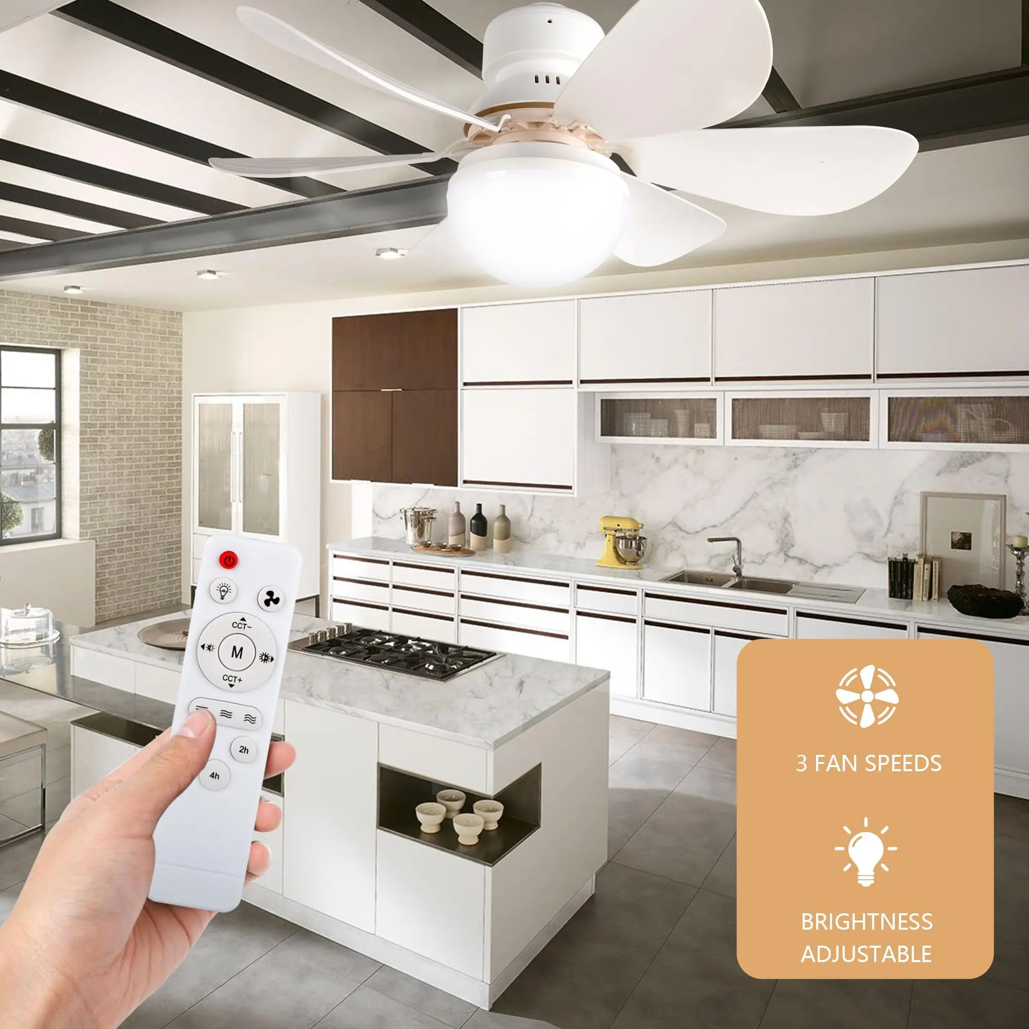Color Temperature Modern Mount Electric Remote Control Smart Living Room Ceiling Fan Light