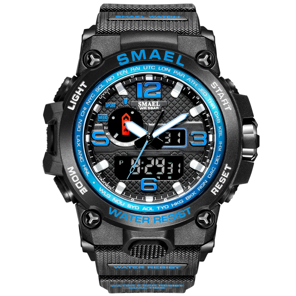 SMAEL 1545D Sport Style 5ATM Waterproof Luminous Digital Wristwatch Display Led Electronic Digital Men Watches