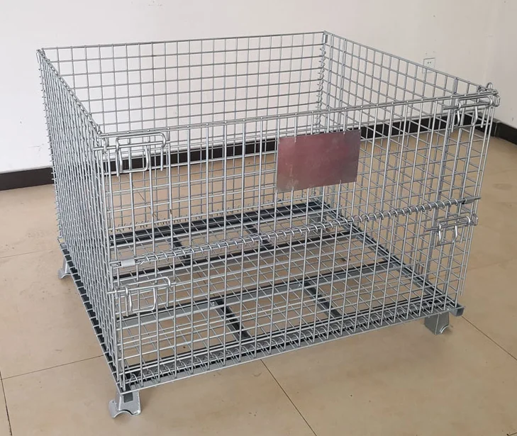 heavy duty stackable and foldable galvanized steel pallet box cage (1600576547626)