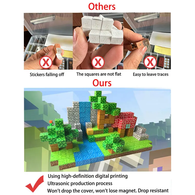 3D Magnetic Building Cubes mine World Magnetic Cube Blocks Puzzle Toy Set for Children Stem