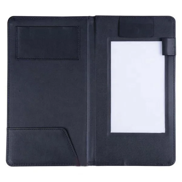 Rechargeable LED check presenter in black plain PU leather LED bill folder leather  with LED light for nightclub