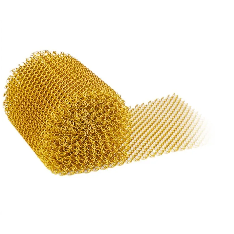 Chain Strip Metal Mesh Decorative Metallic Poly Mesh Ribbon Decorative Aluminium Chain Mail Mesh