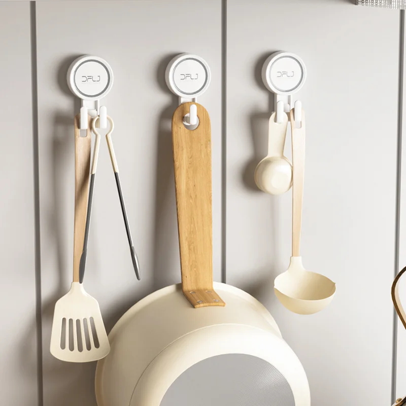 Factory Direct Super Vacuum Suction Wall Hooks Hanger Waterproof & Reusable Heavy Duty Double Hooks for Bathroom Kitchen Towel