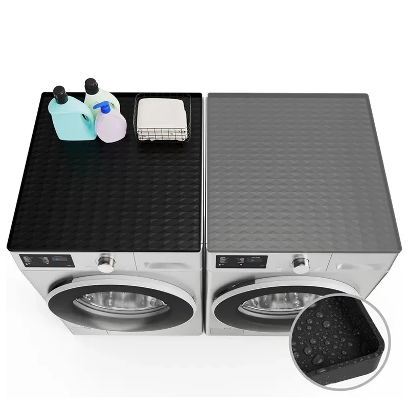 Custom Logo Shape Durable Waterproof Silicone Washable Cover for Washing Machine and Dryer Washer and Dryer Top Protector Mat