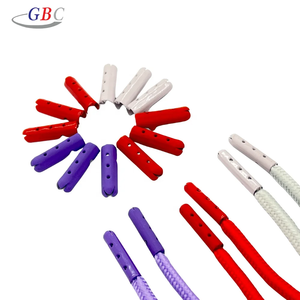 Painted metal tip custom hoodie drawstring metal aglets shiny colorful painting metal cord end heavy duty brass aglet