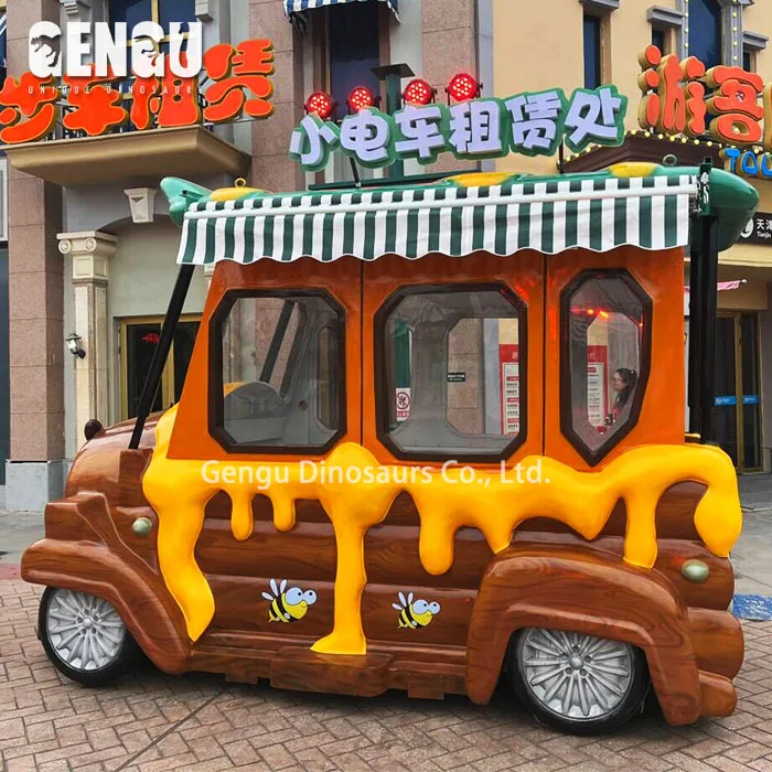 Customized Fiberglass Model Park Simulated Four Wheels Cartoon Car Decor