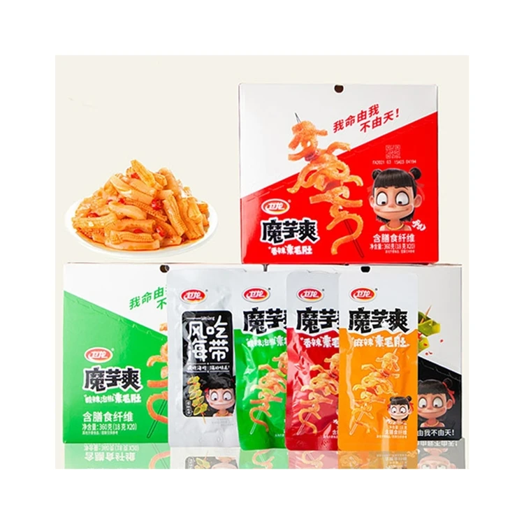 18g bags Weilong snack wholesale import High Quality Chinese healthy snacks grain Food fries snacks Mala Konjac