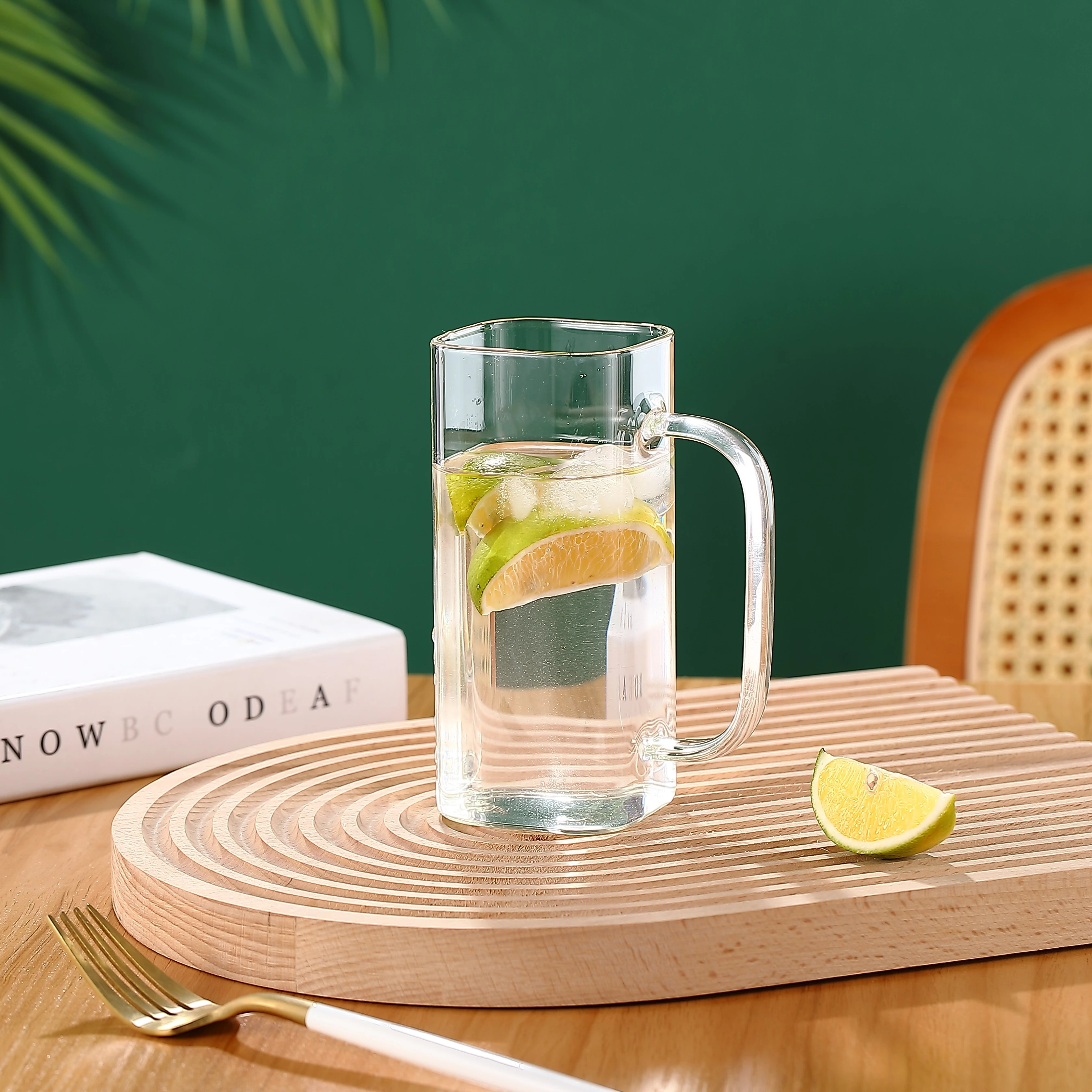 Wholesale 380ml Glass Drink Cup With Colorful Handle Classic Design for Home or Party Use