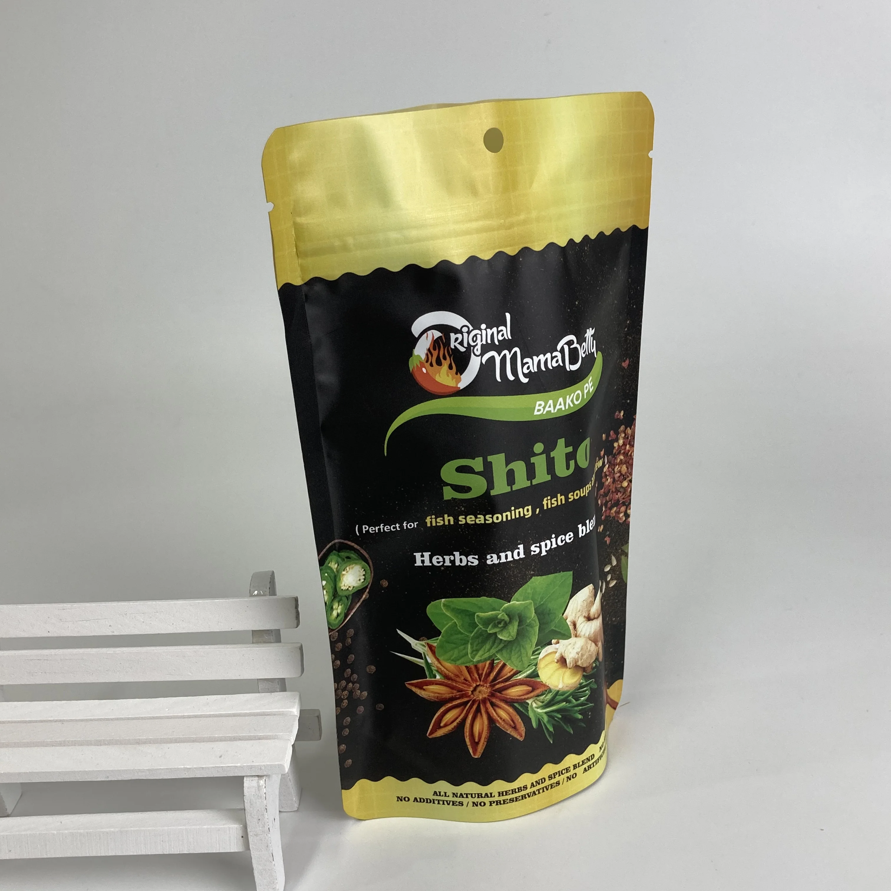 Custom Printed Stand Up Ziplock Plastic Bags For Food Spices With Window