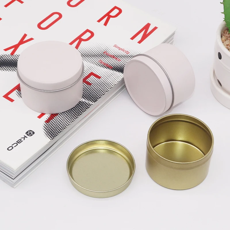 Wholesale custom Luxury round seamless metal cans/jars for candles 8oz aluminum candle jars