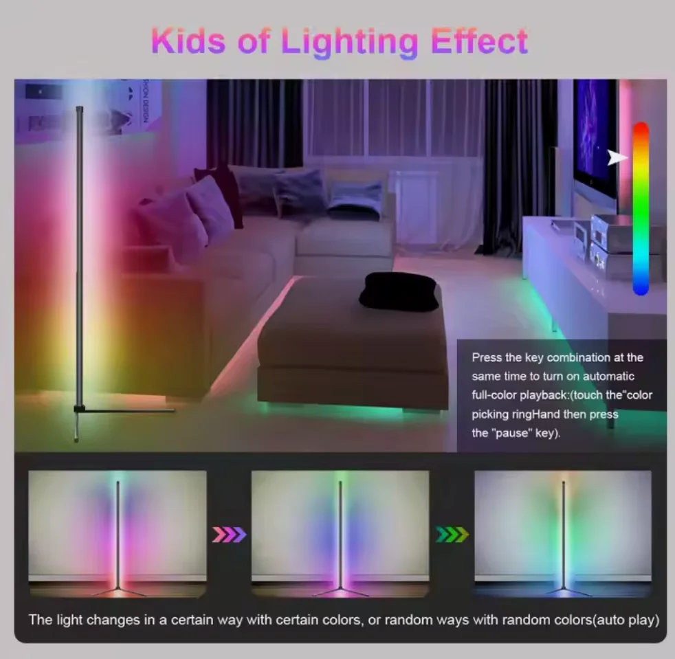 RGB Интеллектуальный современный минималистский светодиодный напольный светильник Умный домашний угловой для гостиной Вертикальная атмосфера освещения