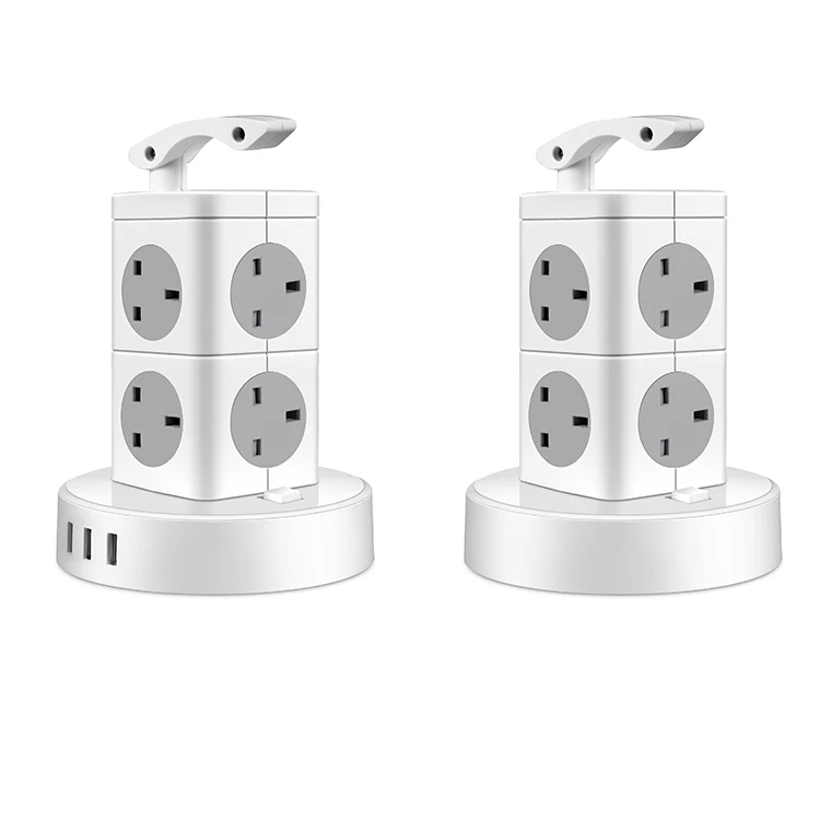 Wholesale White Color 8 Outlets Universal Socket With 3 Usb Port