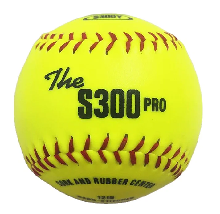 12 дюймов желтый Синтетический кожаный пробковый резиновый центр, S300 Софтбол шарики для практики pelots солнца