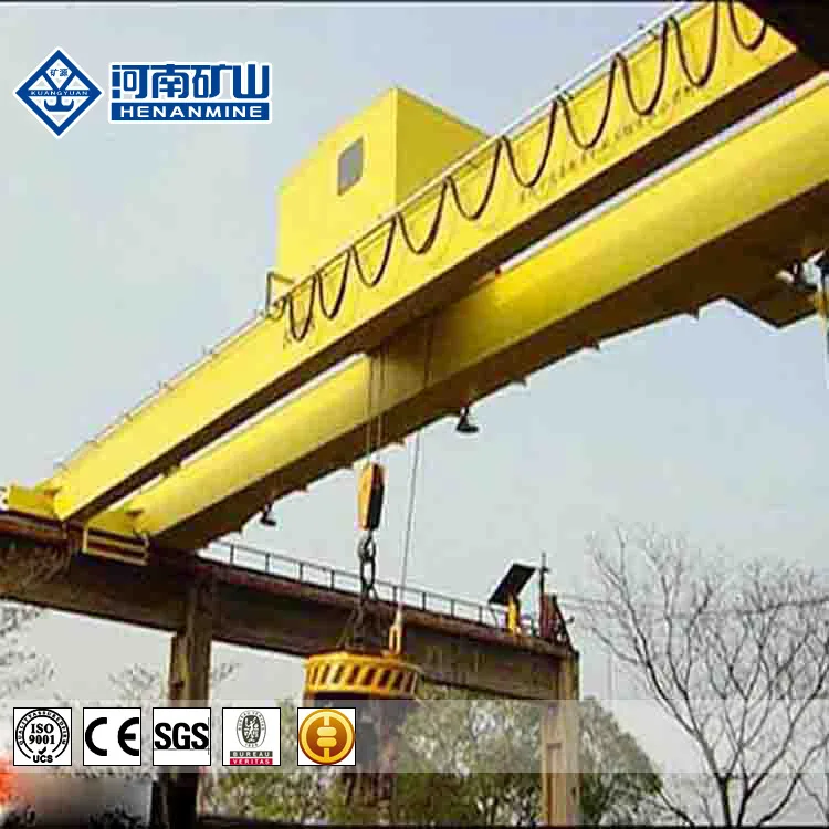 10T Double beam or girder electromagnetic traveling rail bridge crane for steel plate