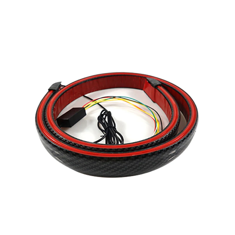 Universal 130cm Carbon Fiber LED Spoilers Car Trunk Tail Brake Lights Strip