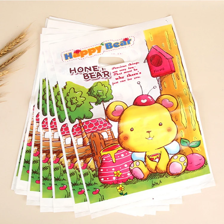 Factory price custom logo printed ldpe hdpe Tote single-layer  plastic die cut thank you carrier shopping packaging bags