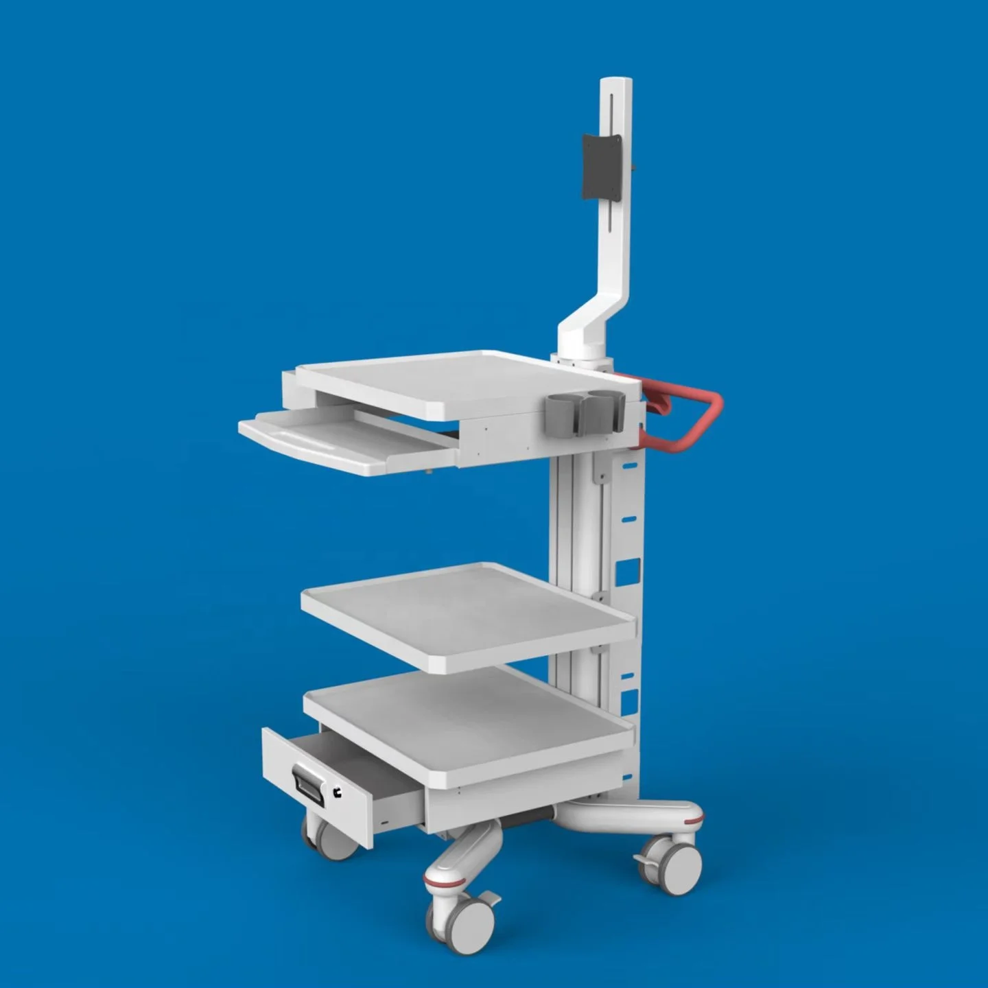 Aluminum endoscopic device trolley cart mobile medical workstation with four wheels