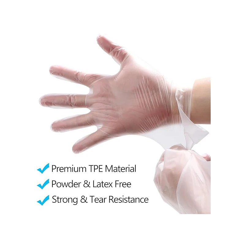 Food Grade Polyethylene Glove Food Prep Hand Gloves Powder Free Disposable TPE Gloves Transparent