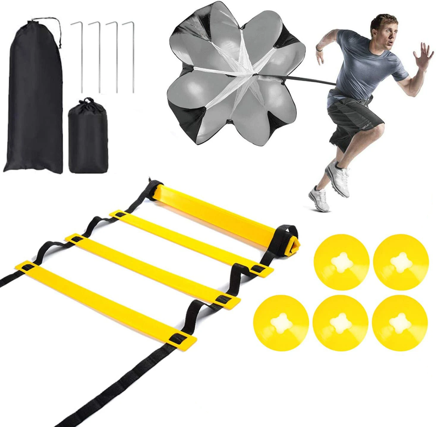 Agility Ladder Logo Disc Training Set 12 Rung Quick Ladder Football Equipment for Football Practice Drills