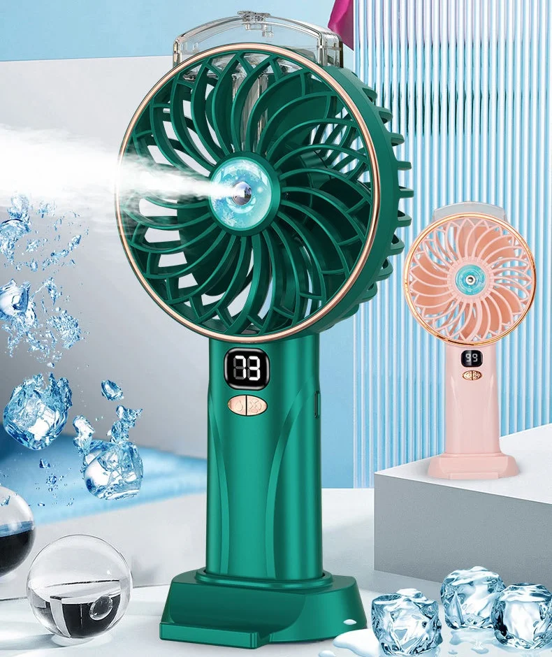 Hand held spray fan portable charging desktop office small fan Digital display screen mini fan