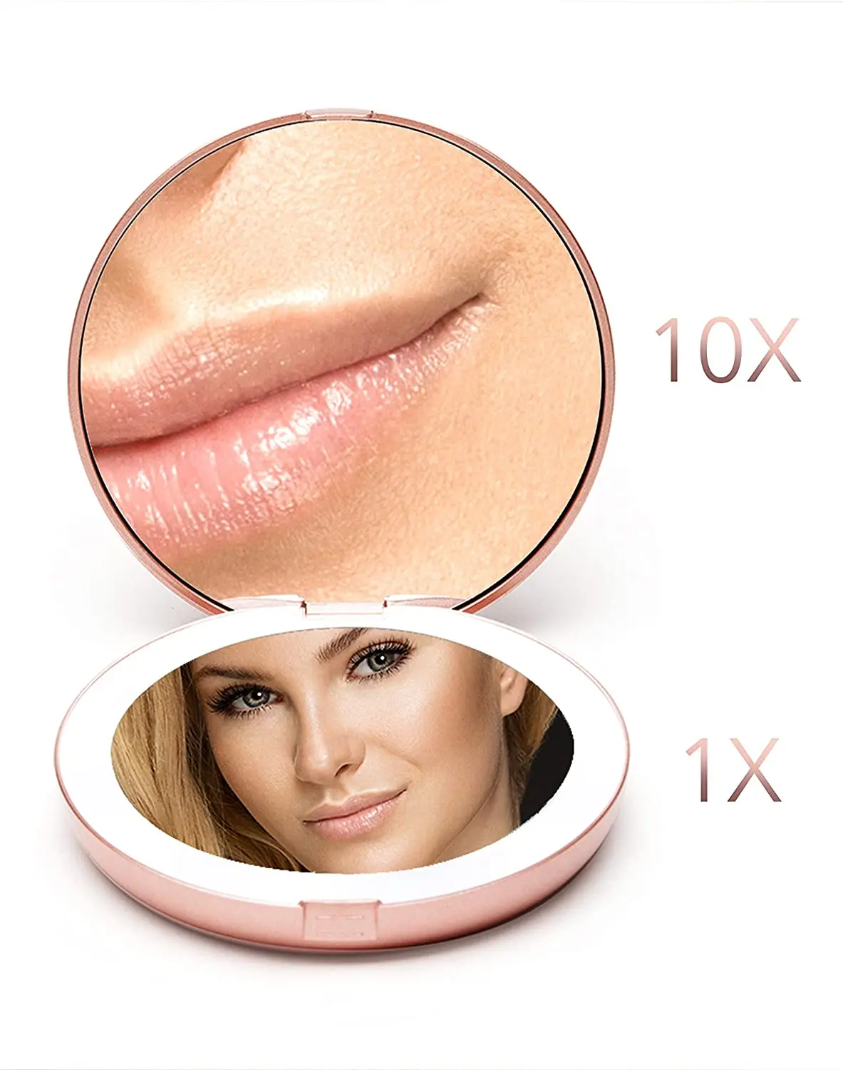 Discounted Cheap Custom Touch Screen Mini LED Mirror Cosmetic Folding Portable Pocket LED Lighted Makeup Mirror