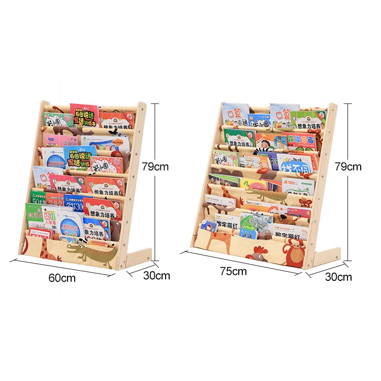 Wood Display Stand Toy Book Rack Storage Cartoon Kids Bookshelf Bookcase