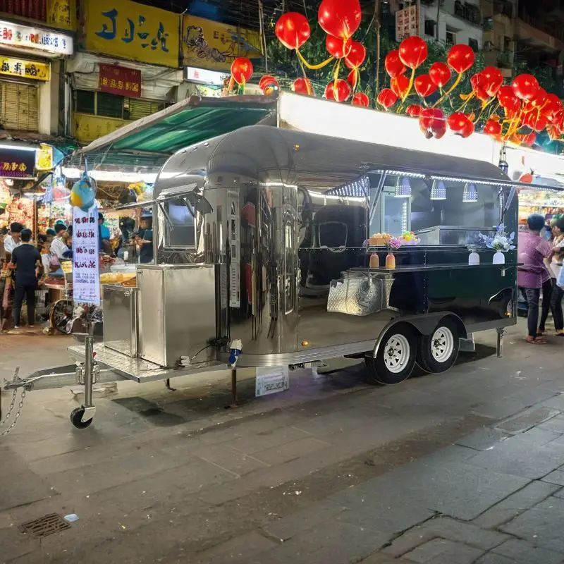 Chinese provider Commercial Airsteam Mobile Fast Food Trailer stainless Steel Food Trailer