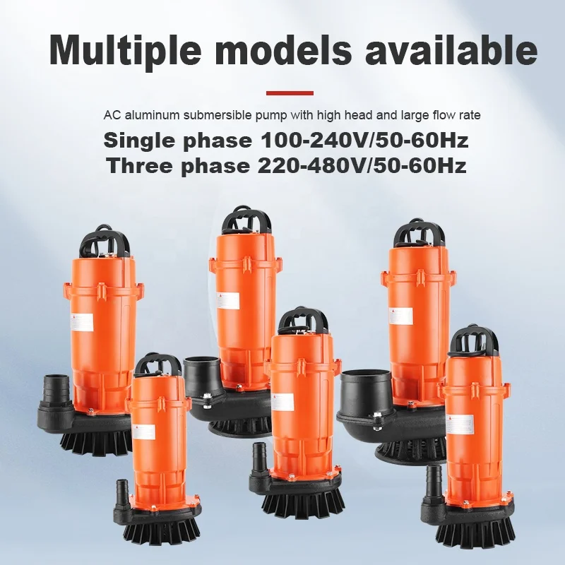 Submersible pump 220v50hz750w caliber 1 inch Copper wire high head and large flow aluminum shell agricultural submersible pump