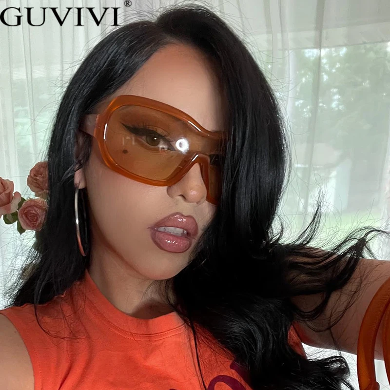 New One Piece Sunglasses Women Men UV400 Punk Irregular Mask Sun Glasses Luxury Brand Designer Wrap Around Oversized Sunglasses