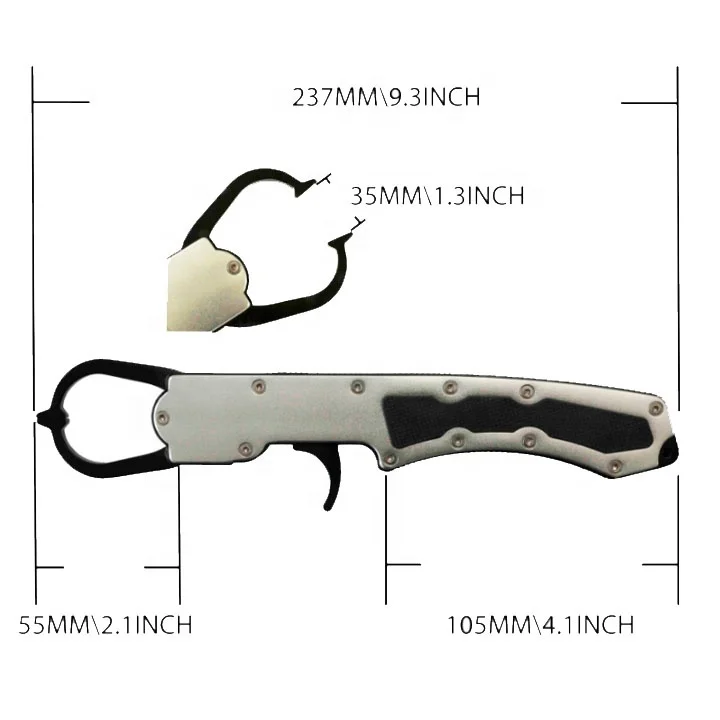 CNC 9.3 inch Double-Opener Aluminum Fishing Lip Grip,with Built-in rubber Non-slip device,for lure\ boating fishing, tools