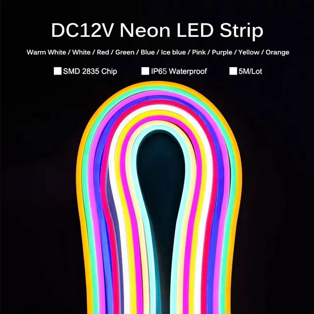 12V Led strip lights outdoor waterproof led neon flex flexible strip light ip68 2835 led neon strip led rope lighting